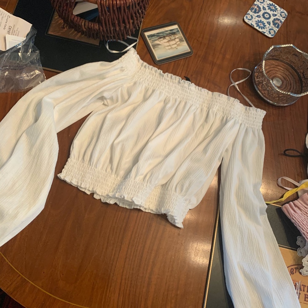 H&M Off the Shoulder White Crop Top
